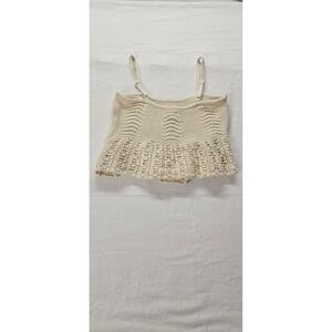 Aeropostale Crocheted Cropped Peplum Tank Top In Cream Size Small